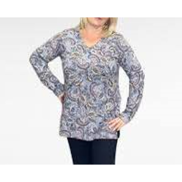 J. Jill Tops - J. Jill SIMPLY SUPIMA cotton women top V-NECK TUNIC Blue XL A004635
